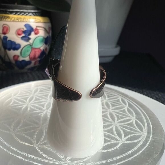 Blue Kyanite Crystal Wire Wrapped Amethyst Crystal Ring Size 7 adjustable - Picture 8 of 16